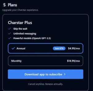 Charstar AI Pricing