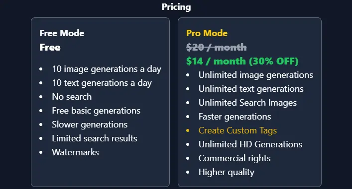 Nude AI Pricing