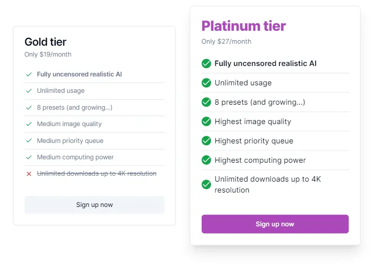 Pleasures.ai Pricing Plans