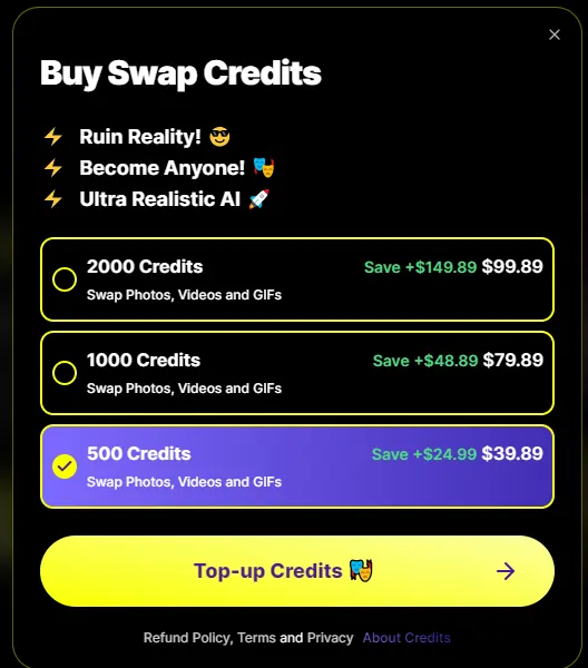 Whatifapp DeepSwap Pricing