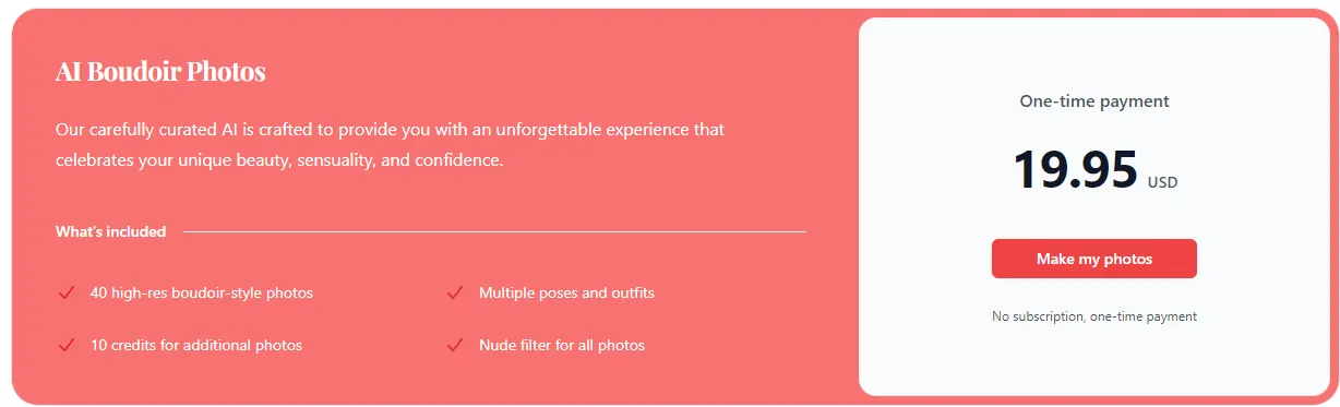 Boudoir.ai Pricing