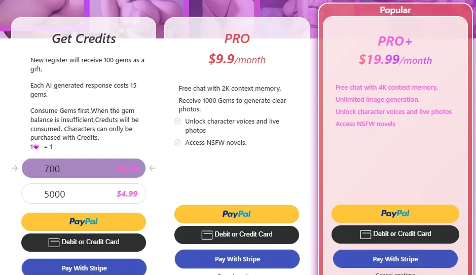 FallFor.ai Pricing