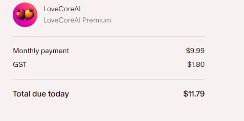 LoveCore AI Pricing