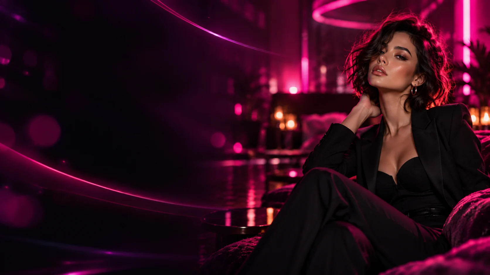 AI chat companion in pink neon light